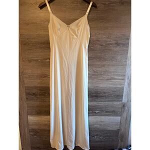 Vintage Nightgown Long Ivory Olga Size Medium Satin Slip dress Cottagecore fairy